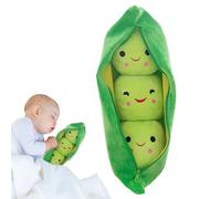 Pea Plush Toy, Soft Comfortable Material, Cartoon 3 Peas-in-A-Pod Design, Novelty Plant Doll, Cuddly Snuggle, Cute Green Toy for Kids Adults Nursery Bedroom Playroom Decor