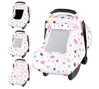 Pea Pod Housse de siège auto pour bébé avec 2 couches de fenêtres en tissu maille respirante, polyester léger, dos à pois Minky doux (motif floral)