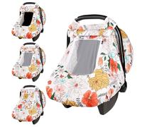 Pea Pod Housse de siège auto pour bébé fille, housse de siège auto pour nouveau-né avec 2 couches de fenêtres en maille/tissu respirant, dos en polyester léger/pois Minky, s'adapte parfaitement à la