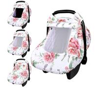 Pea Pod Housse de siège auto pour bébé fille, motif floral avec 2 couches de fenêtres en maille respirante/tissu respirant, dos en polyester léger/pois Minky, s'adapte parfaitement à la plupart des