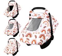 Pea Pod Housse de siège de voiture pour bébé fille, housse de siège de voiture arc-en-ciel pour nouveau-né, 2 couches de fenêtres en maille/tissu respirant, dos en polyester léger/pois minky, s'adapte
