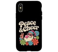 Peace and Cheer Groovy Rétro Père Noël Hippie Vacances Coque pour iPhone X/XS