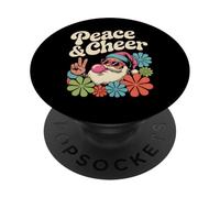 Peace and Cheer Groovy Rétro Père Noël Hippie Vacances PopSockets PopGrip Adhésif