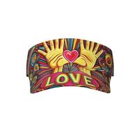Peace and Love Art Style Print Adult Sunscreen Visor Cap Sun Hat Sports Visor Hat Empty Top Baseball Cap for Men Women Unisex Black
