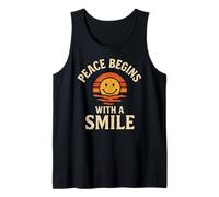 Peace Begins with A Smile Retro Positive Citation Happy Face Débardeur