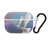 Peace Dove Coque pour AirPods Pro avec anneau porte-clés - Coque rigide en polycarbonate pour AirPods Pro 2e génération pour homme et femme - Facile à ouvrir - Style blanc