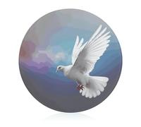 Peace Dove Planche à découper ronde en verre trempé pour pizza, légumes, fruits, fromage et charcuterie