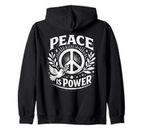 Peace is Power Retro Dove Laurel Panneau de Paix Unity Love Art Sweat à Capuche