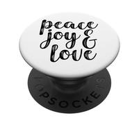 Peace Joy Love | Vêtements conçus avec Texte Noir PopSockets PopGrip Adhésif