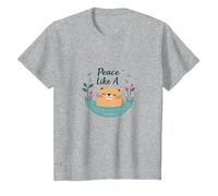 Peace Like A Capybara : Mignon Animal Zen Cadeau Amoureux T-Shirt, Enfant, Gris Chiné, 6 Ans