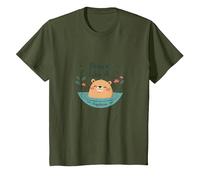 Peace Like A Capybara : Mignon Animal Zen Cadeau Amoureux T-Shirt, Enfant, Olive, 12 Ans