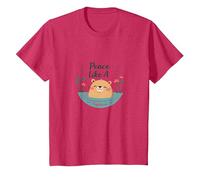 Peace Like A Capybara : Mignon Animal Zen Cadeau Amoureux T-Shirt, Enfant, Rouge Chiné, 12 Ans