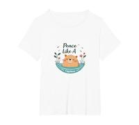 Peace Like A Capybara : Mignon Animal Zen Cadeau Amoureux T-Shirt, Femme Grandes Tailles, Blanc, 2X
