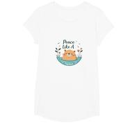Peace Like A Capybara : Mignon Animal Zen Cadeau Amoureux T-Shirt, Fille, Blanc, L