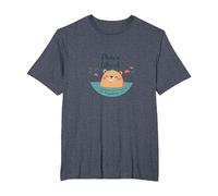 Peace Like A Capybara : Mignon Animal Zen Cadeau Amoureux T-Shirt, Homme Grandes Tailles, Bleu Chiné, 3X Tall