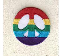 Peace Logo coloré avec arc-en-ciel Couleur fer à repasser sur coudre sur patch brodé