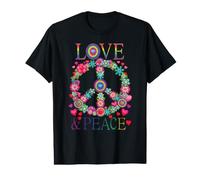 Peace Love 60s 70s Flower Power Hippie Outfit T-Shirt Graphique avec Valeur