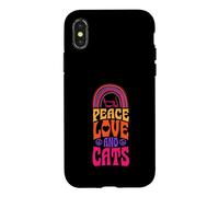 Peace Love and Cats Bohemian Rainbow Coque pour iPhone X/XS