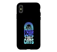 Peace Love and Cats Bohemian Rainbow Coque pour iPhone X/XS