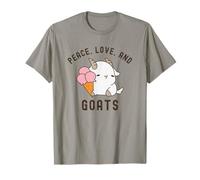 Peace Love and Goats Adorable Animal de Ferme pour Femmes et Filles T-Shirt