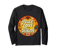 Peace Love And Hiking Lover Hiker Groovy Hippy Femmes Hommes Manche Longue