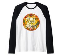 Peace Love And Hiking Lover Hiker Groovy Hippy Femmes Hommes Manche Raglan