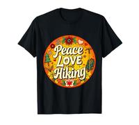 Peace Love And Hiking Lover Hiker Groovy Hippy Femmes Hommes T-Shirt