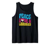 Peace Love and Libraries Heart and Books Graphic Débardeur