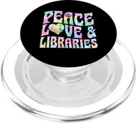 Peace Love and Libraries Heart and Books Graphic PopSockets PopGrip pour MagSafe