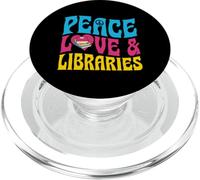 Peace Love and Libraries Heart and Books Graphic PopSockets PopGrip pour MagSafe