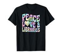 Peace Love and Libraries Heart and Books Graphic T-Shirt
