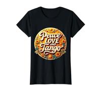 Peace Love and Tango Lover Danseuse Professeur Instructeur Vintage T-Shirt Graphique avec Valeur, Femme, Noir, XL