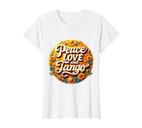 Peace Love and Tango Lover Danseuse Professeur Instructeur Vintage T-Shirt Graphique avec Valeur, Femme, Blanc, M
