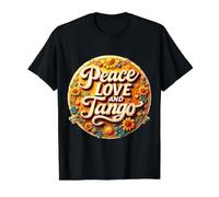 Peace Love and Tango Lover Danseuse Professeur Instructeur Vintage T-Shirt Graphique avec Valeur, Homme, Noir, L