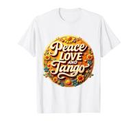 Peace Love and Tango Lover Danseuse Professeur Instructeur Vintage T-Shirt Graphique avec Valeur, Homme, Blanc, XL