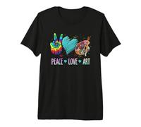 Peace Love Art Palette de Peinture Professeur d'art T-Shirt Haut de Gamme
