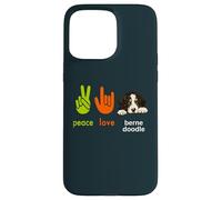 Peace Love Bernedoodle Dog Funny Mes Chiens sont Mon Cardio Coque pour iPhone 15 Pro Max
