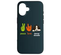 Peace Love Bernedoodle Dog Funny Mes Chiens sont Mon Cardio Coque pour iPhone 16