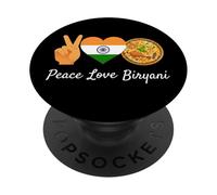 Peace Love Biryani Amateur de Cuisine Indienne PopSockets PopGrip Adhésif