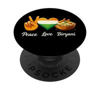 Peace Love Biryani Amateur de Cuisine Indienne PopSockets PopGrip Adhésif