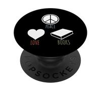 Peace Love Books Lecture Book Lover Teacher Book Nerd PopSockets PopGrip Adhésif
