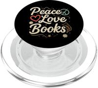Peace Love Books Retro Teacher Librarian Graphic PopSockets PopGrip pour MagSafe
