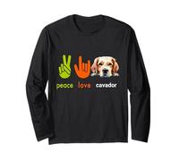Peace Love Cavador Dog Funny Mes Chiens sont Mon Cardio Manche Longue