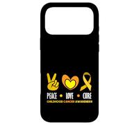 Peace Love Childhood Cancer Warriors Ruban doré Sensibilisation Coque pour iPhone 17 Pro Max