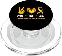 Peace Love Childhood Cancer Warriors Ruban doré Sensibilisation PopSockets PopGrip pour MagSafe