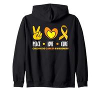Peace Love Childhood Cancer Warriors Ruban doré Sensibilisation Sweat à Capuche