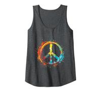 Peace Love Costume Hippie Symbole de Paix années 60 et 70 Débardeur, Femme, Chiné Foncé, XXL