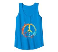 Peace Love Costume Hippie Symbole de Paix années 60 et 70 Débardeur, Femme, Saphir, M
