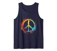 Peace Love Costume Hippie Symbole de Paix années 60 et 70 Débardeur, Homme, Bleu Marine, XL