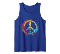 Peace Love Costume Hippie Symbole de Paix années 60 et 70 Débardeur, Homme, Bleu Royal, S